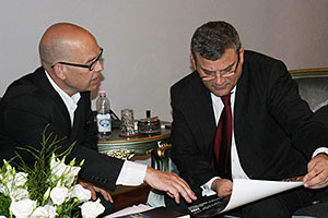 John Bowman with Albanian Defense Minister Arben Imami
